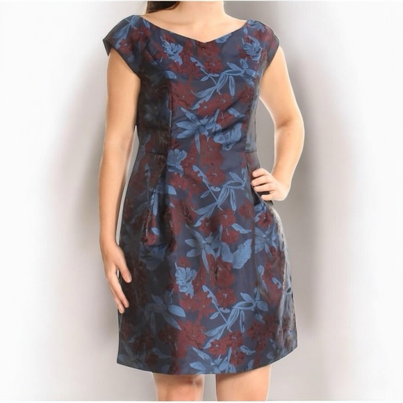 Size 16 Tommy Hilfiger Orchid Print Jacquard Cap Sleeve Dress NEVER WORN - Picture 4 of 8